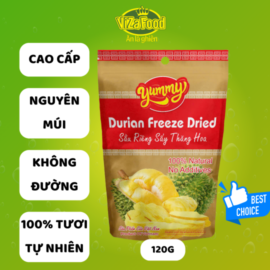 Sầu riêng sấy thăng hoa cao cấp, nguyên múi túi 120g