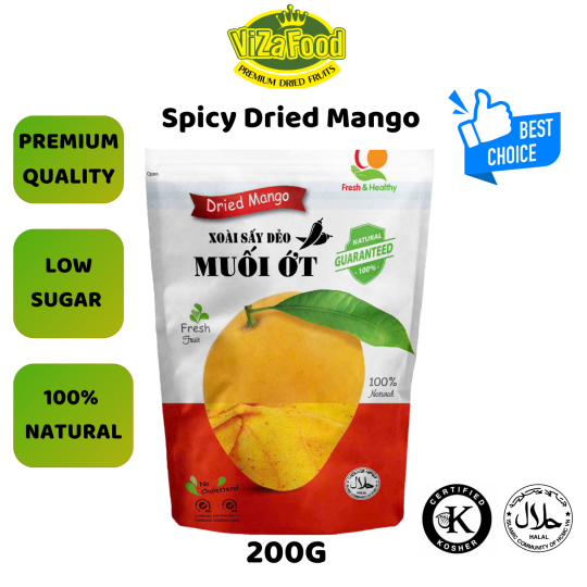 [200G]Xoài sấy dẻo muối ớt tự nhiên, nguyên miếng hàng đẹp tiêu chuẩn xuất khẩu